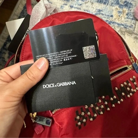 Dolce & Gabanna Red Appliquéd Shell Backpack NWT main image 10